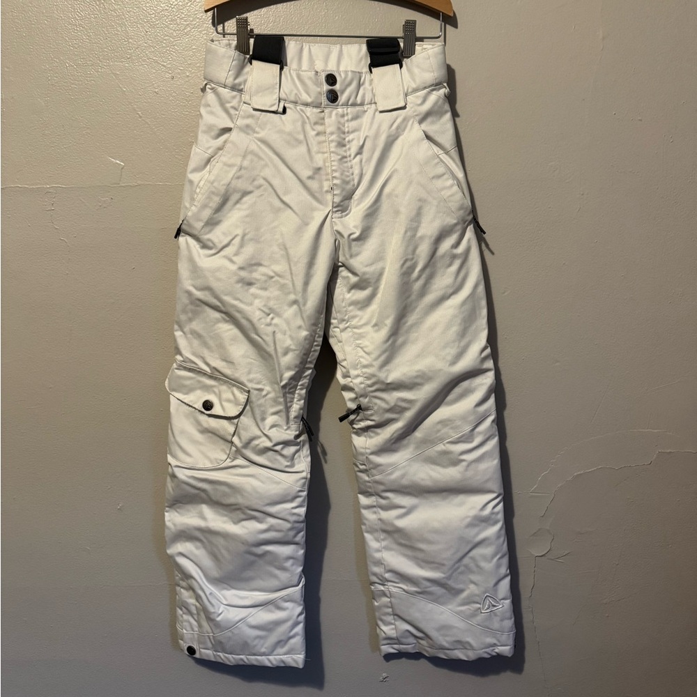 Firefly White Cargo Snow Pants with Removable Suspenders and Adjustable Waist